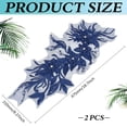 thumbnail image 2 of 2 Pcs Blue Embroidered Floral Appliques Blue Flower Beaded Lace Applique 18.7x8.3 Inch Bridal Dress Embroidery Patches, 2 of 5