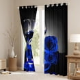 thumbnail image 3 of Rose Wine Glass Blackout Curtains, Royal Blue Rose Curtains, Botanical Floral Window Curtains, 3D Print Flower Romantic Valentine's Day Curtains, Women Men Adult Grey Black Darkening Curtains 42"X63", 3 of 5