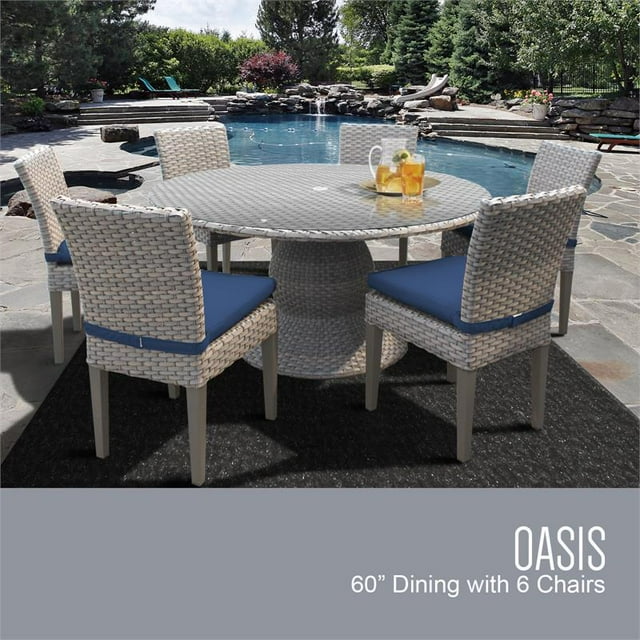 Monterey 60 Inch Outdoor Patio Dining Table with 6 Armless Chairs