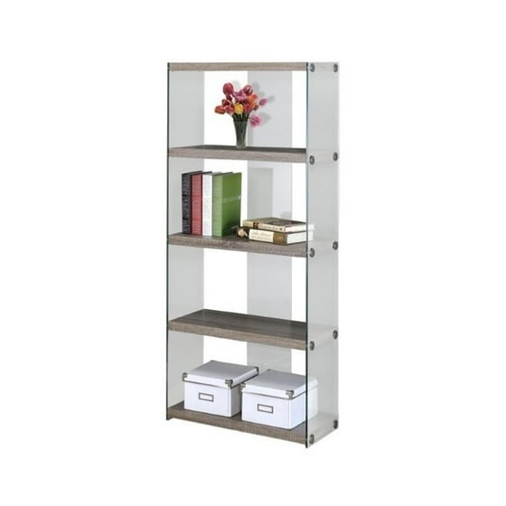 Kingfisher Lane 4 Shelf Tempered Glass Bookcase In Dark Taupe Kingfisher Lane 4 Shelf Tempered Glass Bookcase In Dark Taupe Com