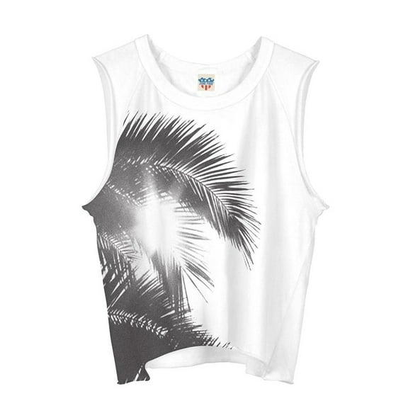 Junk Food Sunshine Palm Tree Juniors Muscle Tank Top