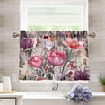 thumbnail image 6 of GZHJMY 36 Inch Length Kitchen Curtains Floral Print 2 Panels Half Window Sheer Curtains Rod Pocket Farmhouse Short Drapes for Bathroom Cafe Basement Home Decor, 6 of 7