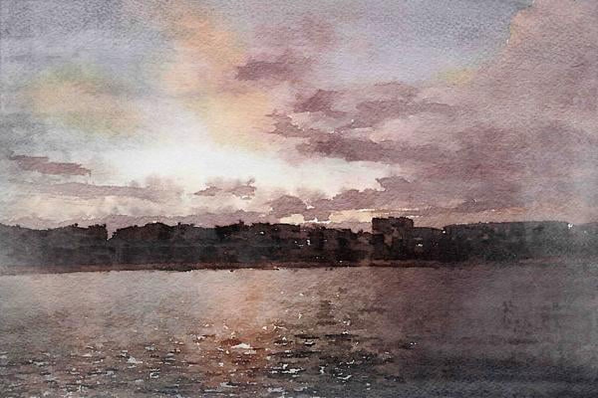 "Red Sky at Night 2" Painting Print on Wrapped Canvas