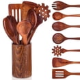 thumbnail image 1 of Juego de 8 Utensilios de Cocina de Madera de Teca, Cuchara de Madera para Cocinar, Juego de Utensilios de Cocina Antiadherentes, Juego de Palas de Madera Con Mango Cómodo, 1 of 7