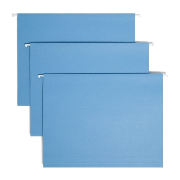 Smead® Hanging File Folders, 1/5-Cut Adjustable Tab, Letter Size, Blue, Box Of 25