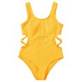thumbnail image 5 of Grblisyd Girls Swimsuit Crew Neck Solid Color One Piece Swimwear Cut-Out Bathing Suit for Girls 10-12Y, 5 of 5