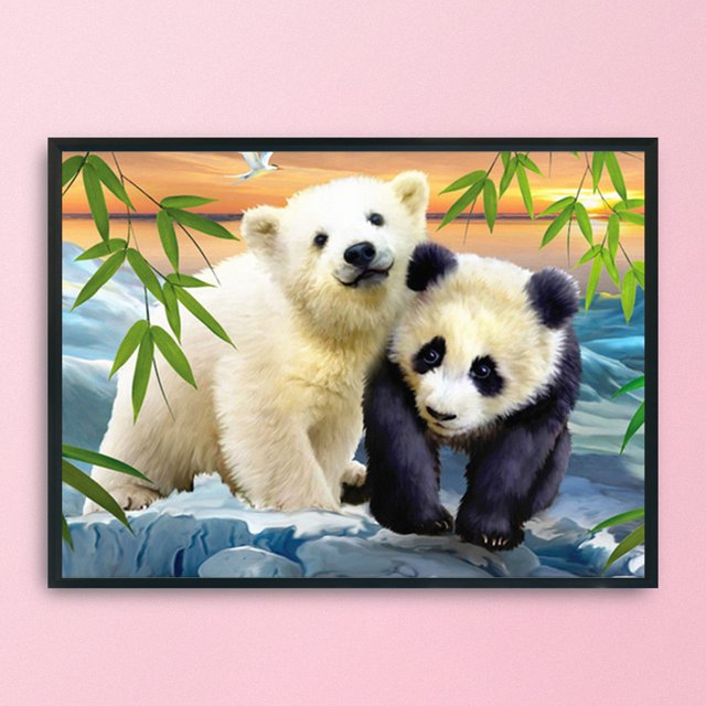 Cuadros Decorativos Kit de punto de cruz estampado Panda 11CT bordado impreso conjuntos de bricolaje (SZX10) Ndcxsfigh Nuevos Originales