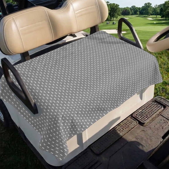 Basketweave Golf Cart Seat Covers Rustic Minimalist Gray Woven Dashes Textured Soft Microfiber Golf Cart Seat Towel Blanket Golf Accessories for 2/4 Person Seats, Fits EZGO, Yamaha, Club Car 51”x31”