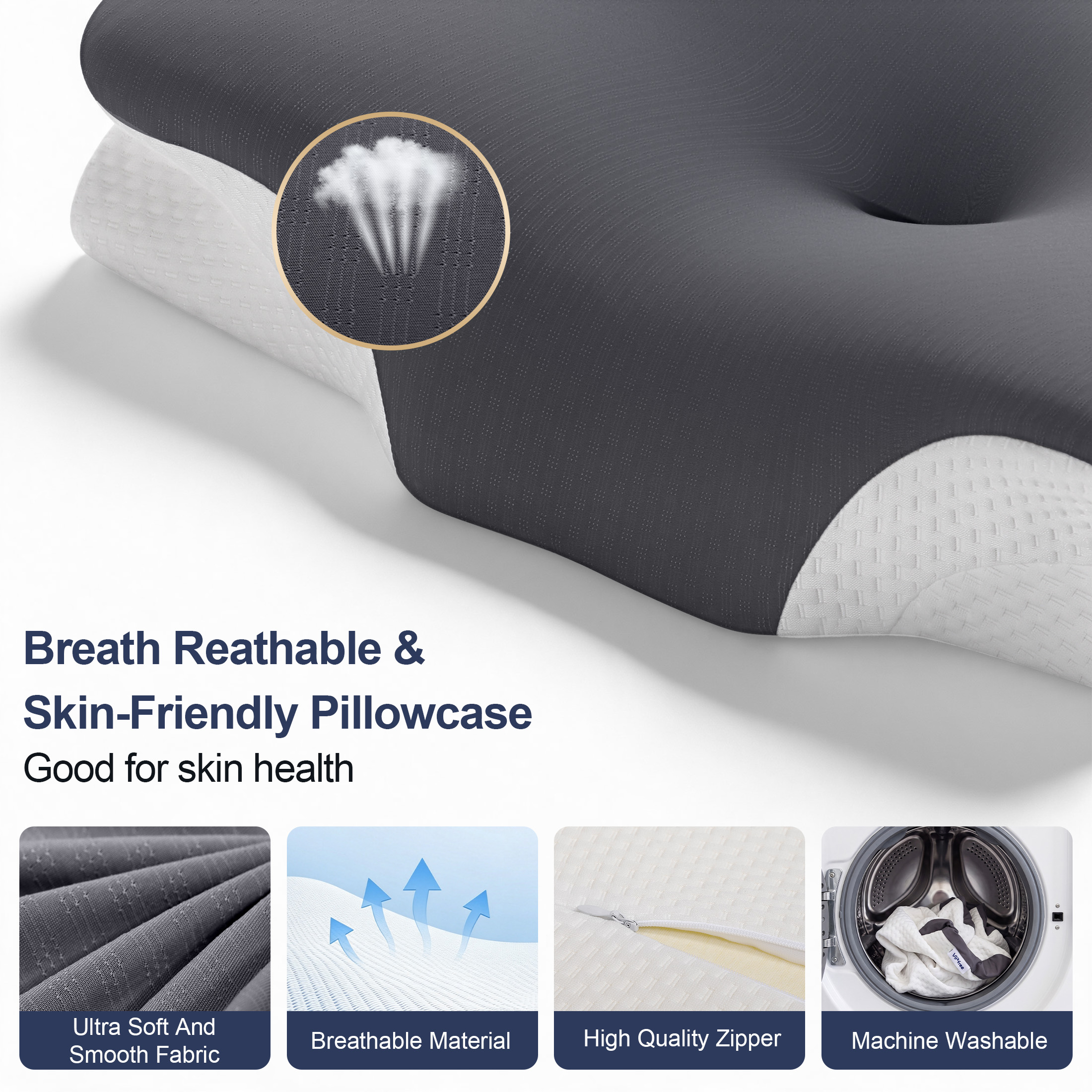 Vipuse Memory Foam Cervical Neck Support Pillow photo 7