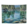 thumbnail image 5 of Orinice Lake Rocks Trees Tapestry Wall Hanging Unique Style Graphic Tapestries Home Wall Decor Art for Living Room Bedroom Apartment Farmhouse Dorm 50x40inch, 5 of 6