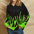 thumbnail image 4 of Gvmfive Women Hoodie V Neck Sweatshirt Pullover Long Sleeve Flame Print Tunic Blouse Tops with Drawstring, 4 of 4