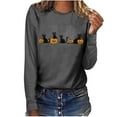 thumbnail image 7 of Cmfcve Women's Vintage Sweatshirt Halloween Stretch Long Sleeve Blouse Black Cat Pumpkin Pullover Shirt with Pocket, 7 of 7