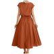 thumbnail image 4 of Puntoco Vestido De Tirantes De Color Sólido Suelto De Verano Para Mujer Vestido De Manga Corta Con Cuello Redondo Vestido De Cuello Redondo De Manga Corta Naranja Xxl,Regalos Para Mujer Joven, 4 of 5