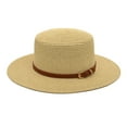 thumbnail image 1 of Adults Unisex Retro Western Cowboy Riding Hat Leather Belt Wide Cap Straw Hat, 1 of 2