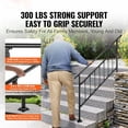 thumbnail image 2 of Outdoor Stair Railing, 1-5 Steps Wrought Iron Handrail Adjustable Exterior Handrails with Fence, Concrete Step Railing Kit, Matte Black, 2 of 7