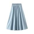 thumbnail image 5 of new soft denim skirt for women summer thin long skirt pocket high waist slim mid-length skirt for women-Light Blue-One Size, 5 of 7