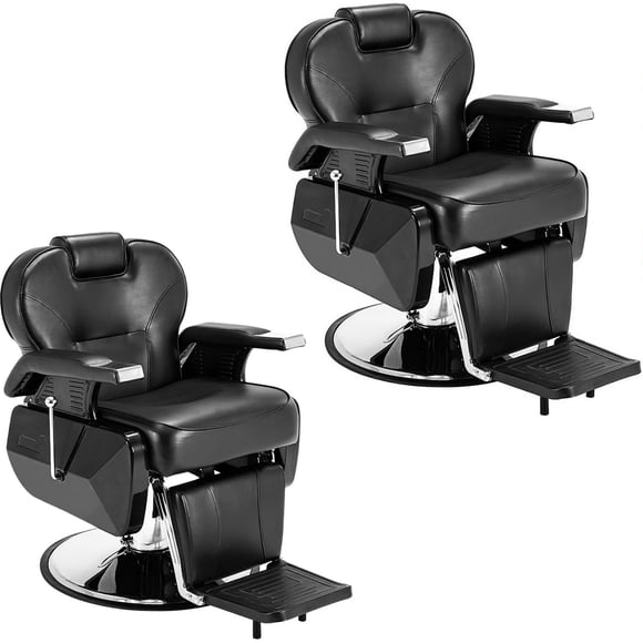 Set 2 Sillones Barberia Reclinables Estetica Salon Lujo Premium Negro Nanofort