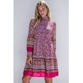 thumbnail image 1 of a.Jesdani Elegant Purple Floral Mini Dress - High Neck & Puff Sleeves, 1 of 8