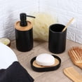 thumbnail image 3 of Sleek Matte Black Soap Dispenser with Natural Bamboo Detail - Polyresin Hand Pump, Elegant Bathroom Accessory, 3 of 7