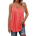 thumbnail image 2 of WTXUE Camisole Tops Sleeveless Tops Women Pleated Top Shirt Spaghetti Strap Camisole Fit Casual Sleeveless Summer Tank Tops Fashion Shirt Flowy Tops Loose Tank Tops Tunic Tops Watermelon Red M, 2 of 6