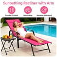 thumbnail image 2 of SHOUFTW Outdoor Folding Lounge Chair, Portable Adjustable Recliner with Pillow for Pool Patio Beach, Pink, 2 of 7