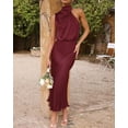 thumbnail image 6 of BTFBM Cocktail Dresses for Women Summer Satin Silk Sleeveless Mock Neck Maxi Wedding Guest Dress Spring Outfits, 6 of 9