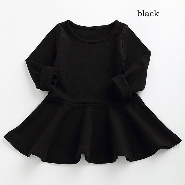 AAMILIFE 1-6 Ans Filles Automne Robe Chaude Sélectionné de Haute Qualité en Coton Princesse Robe Série Couleur Unie Rouge/violet/noir