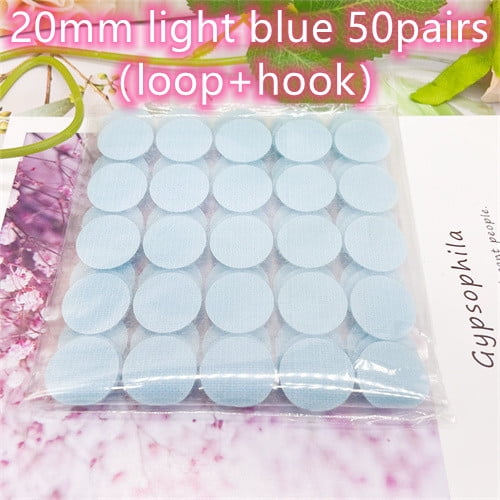 20mm Dots Sticker Hooks and Loops Double-sided Strong Self Adhesive Tape Snap Button Sewing Tools Supplies 50/100pairs 20mm LT blue 50pairs loop and hook