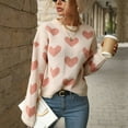 thumbnail image 4 of Suéter Con Estampado de Corazones, Dulce, Informal, Cuello Redondo, Manga Larga para Mujer, Vacaciones y Ocio, 4 of 7