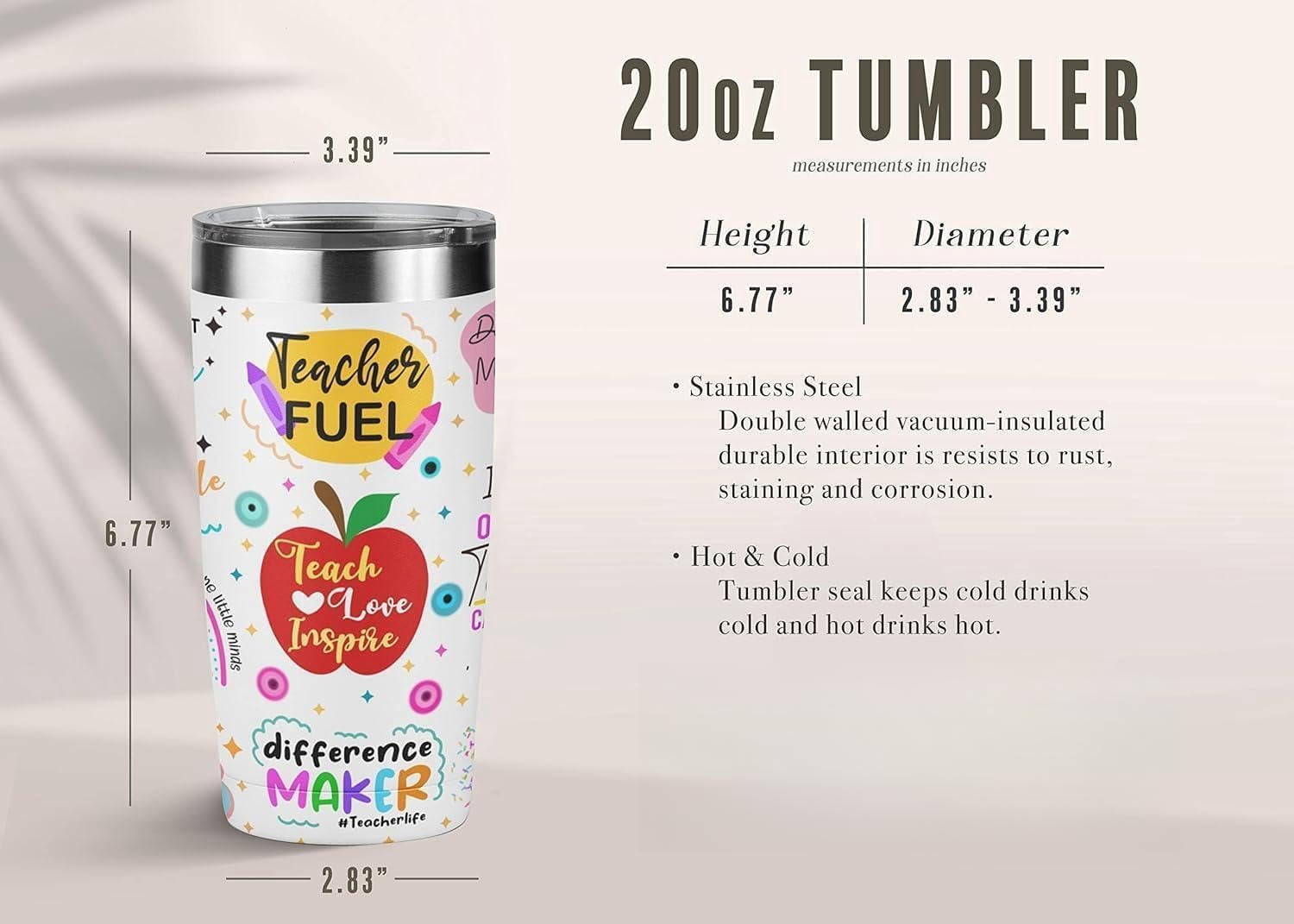 Teacher Appreciation Gifts for Women, Graduation Gifts from Students, Birthday Gifts for Teacher, Thank You Gifts Back to School- 20 Oz Insulated Tumbler, Mug, and Cup