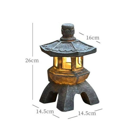 

dosili Decoration Zen Ornaments Solar Powered Garden Accessories Tower Statue Stone Pagoda Lantern Palace Lanterns Solar Lamp