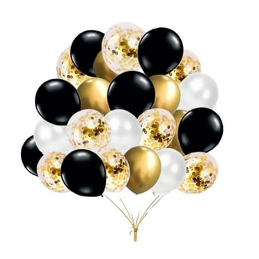 Metallic Gold Balloons, 60 pcs Black and White Balloons, 12 inch Confetti Balloons for Party