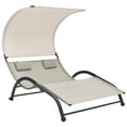 thumbnail image 1 of vidaXL Chaise Longue Double de Patio Extérieur avec Auvent en Textilène, 1 of 6