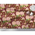 thumbnail image 3 of Soimoi Red Cotton Duck Fabric Leaves & Peony Floral Print Sewing Fabric Yard 42 Inch Wide, 3 of 3