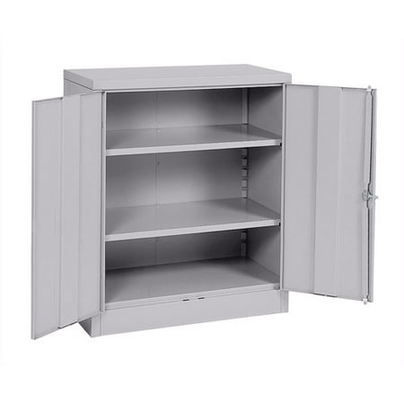 Sandusky 36"W x 18"D x 42"H SnapIt Locking Counter Height Steel Locking Cabinet, 540 lb Capacity, Dove Gray
