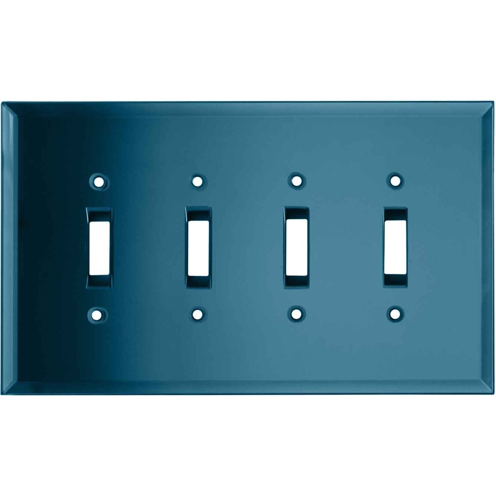 Glass Mirror Blue Tint 4 Toggle Light Switch Covers