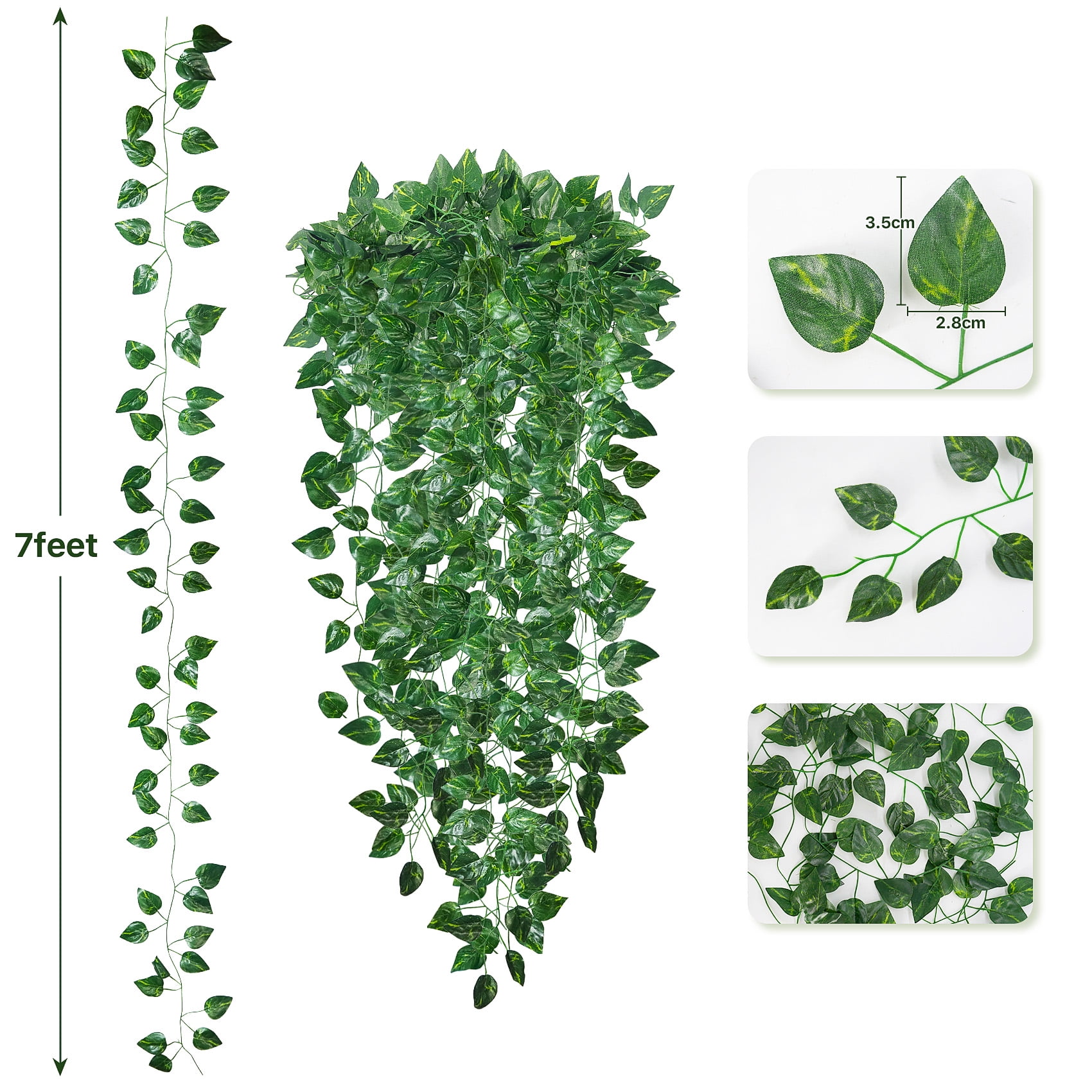 48Pack Artificial Ivy Garland 335ft Fake Vines with Realistic Leaves - UV Resistant Greenery Wall Decor for Wedding Backdrop, Bedroom, Indoor Outdoor Party Décor