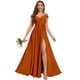 thumbnail image 4 of Vestido de dama de honor Fu Jiang de chifón con hombros descubiertos, color rosa empolvado, 4 of 7