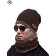 thumbnail image 2 of Luxtrada 2PCs/Set Womens Mens Winter Hat Warm Thick Beanie Cap + Scarf for Winter Knit Ski Beanies (Brown), 2 of 7