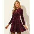 thumbnail image 2 of DARING DIVA Women's Prom Choker Neck High Waist Velvet Mini Dress XS Burgundy, 2 of 6