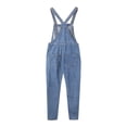 thumbnail image 5 of Migroa Men's Denim Bib Overall Jean Romper Trousers Adjustable Strap Workwear Slim Fit Jumpsuit And Convenient Tool Pockets Blue L, 5 of 8