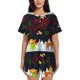 thumbnail image 1 of Fotbe Merry Christmas Elk Conjunto de Pijama Estampado para Mujer, 2 Piezas, Ropa de Dormir con Camiseta de Manga Corta y Shorts Suaves-Large, 1 of 6