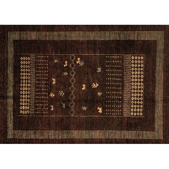 Ahgly Company Indoor Rectangle Oriental Brown Modern Area Rugs, 7' x 9'