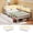 White, variant on Twin Size Corner Bed Frames, with Storage Shelf and Drawers, Bookcase Headboard, Charging Station & LED Light, Modern Bed Frames for Living Room