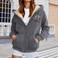 thumbnail image 4 of Christmas Heavyweight Zip Up Hoodies for Women 2025 Long Sleeve Holiday Hooded Sweatshirt with Pockets Jacket Coat, 4 of 6