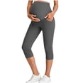 thumbnail image 2 of Purcolt Womens Maternity Leggings Stretchy Over The Belly Workout Yoga Capris Buttery Soft Tummy Control Cropped Pregnancy Pants with Pockets, 2 of 8