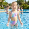 thumbnail image 3 of Girls Swimsuits 3PCs Mermaid Bikini Set Fish Tail Skirt Ruffled Bathing Suit Cosplay Swimwear for Kids Sizes 3-8, 3 of 9
