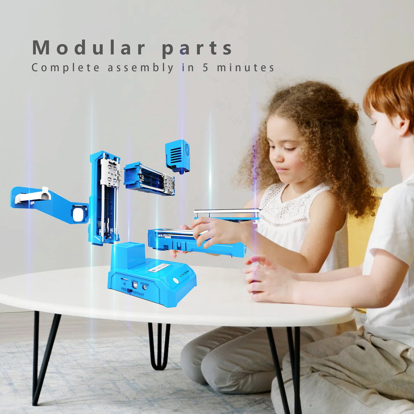 EasyThreed 3D Printer Desktop Printing Machine for Kids 100x100x100mm Print Size Removable Platform One-Key Printing with TF Card PLA Sample Filament for Beginners Household Education