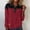 Wine, variant on SCSAlgin Women Long Sleeve Denim Patchwork Tops Loose Fit Color Block Pullover Sweatshirt Retro Streetwear