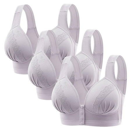 Black of Friday Deals!Clearance Staron 3PC Daisy Bras for Older Women No Underwire Front Closure Bra Comfortable Wireless Bra Stretch No Underwire Bras No Steel Bra